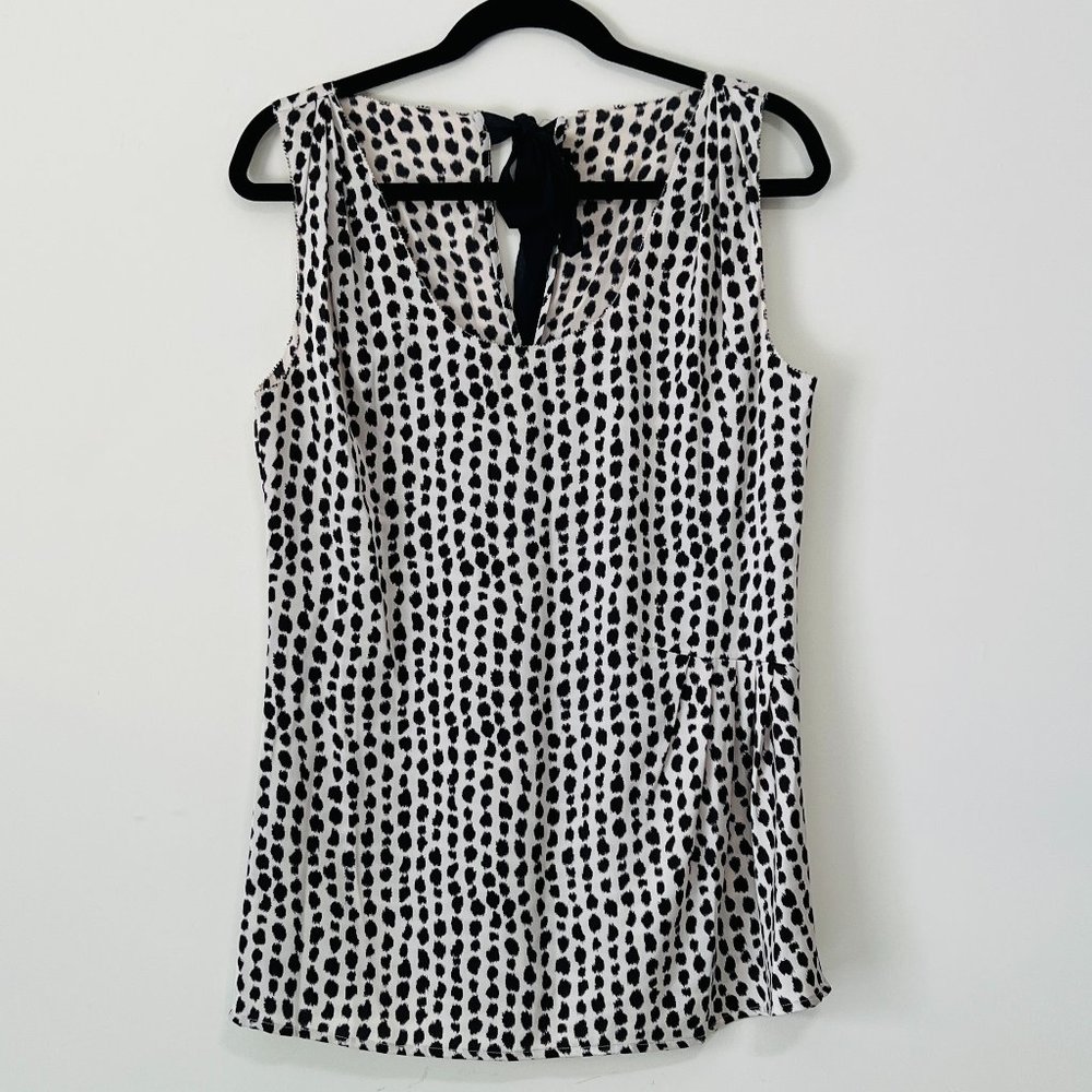 Ann Taylor Black Spotted Animal Print Sleeveless Blouse, Size 8